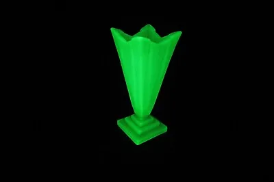 Buy Art Deco Uranium Green Glass Wyndham Vase 1930's By Bagley • 10.50£