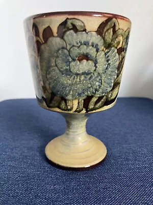 Buy Hand Made Chelsea Studio Pottery Goblet. Blue And Brown Floral Design • 18£