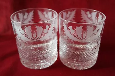 Buy Edinburgh Crystal Thistle Pattern - Pair Of Large 'Old Fashioned' Whisky Glasses • 250£