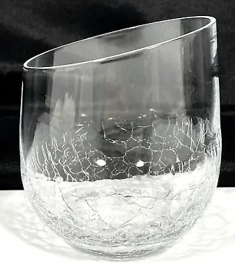 Buy Pier 1 One Crackle Bottom Angled Slant Rim Clear Stemless Wine Glass 12 Oz 4  EX • 19.88£