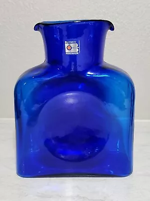 Buy Blenko Cobalt Blue Art Glass Double Spout Water Jug Bottle Carafe • 47.46£