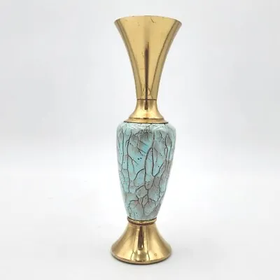 Buy Vintage Mid-Century Modern Vase Hand Painted Delft Holland Delftware Brass 8 H • 18.92£