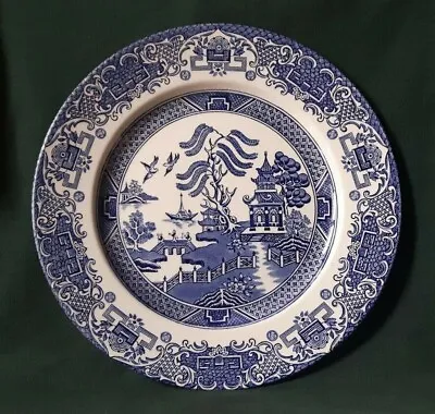Buy English Ironstone Tableware Old Willow Dinner Plate Willow Pattern Plate In Blue • 19.95£