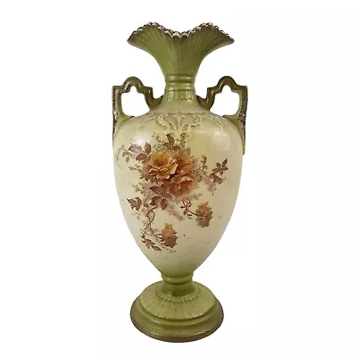 Buy T F & S Ltd Phoenix Ware Two Handled Vase Floral Green Antique • 150£