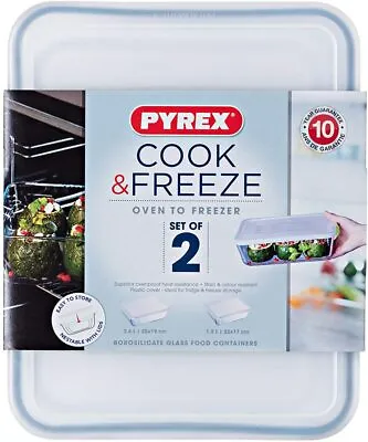 Buy Pyrex Classic Rectangular Clear Storage Glass Dish With Lid Set Of 2 Pieces • 15.65£