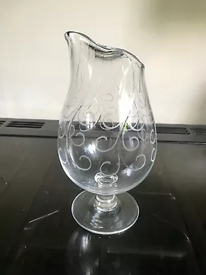 Buy Etched Webb Glass Jug Carafe Wine Pitcher C.1950s Scroll Design English Mcm • 18£