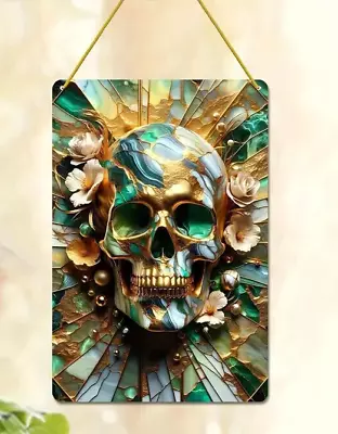 Buy Skull Skeleton Design Suncatcher Stained Glass Effect Home Decor Christmas Gift • 6.85£