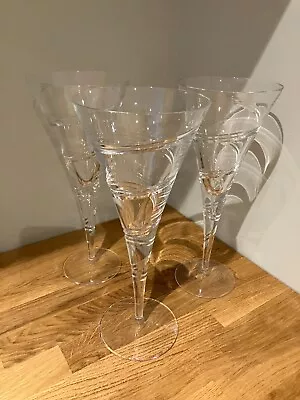 Buy 3 X Tall Crystal Cut Glass Spiral Swirl Conical Shape Wine Glasses • 35.99£