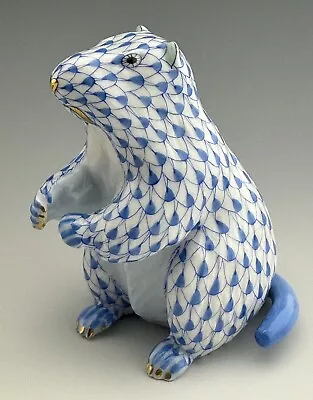 Buy 🦋 MINT HEREND Groundhog Blue Fishnet Figurine 1st Ed Ground ($730 Retail) • 354.51£