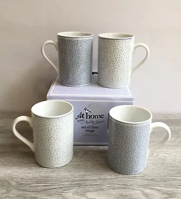 Buy At Home With Ashley Thomas Set 4 Grey & White Spot Porcelain Mugs New In Box • 21.99£