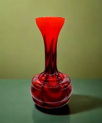 Buy Vintage Opaline Glass Vase. Carlo Moretti. Murano Italy. Black/Red. 1970s • 64.99£