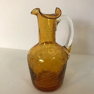Buy Amber Crackle Glass Bud Vase With Handle Spout And Curvy Top Rim 5  Tall Autumn • 10.54£