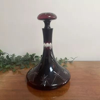 Buy Vintage Red Glass Decanter • 22.95£