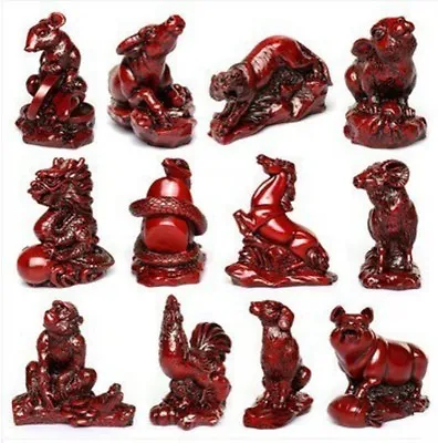 Buy Chinese Birth Sign Animals Statue Copy Annatto Fengshui Home Decor Ornament Gift • 15.67£