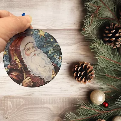 Buy Stained Glass Effect Santa, Christmas Tree Decoration Bauble • 6.25£