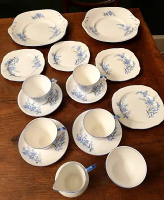 Buy Vintage Blue Floral Pattern Bone China Tea Set  In Very Good Condition • 25£