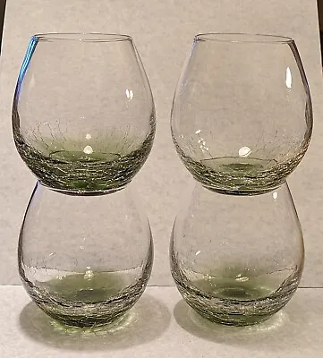 Buy 4 - Pier 1 Olive Green Crackle Glasses Stemless Wine Cocktail Barware Glassware  • 56.76£