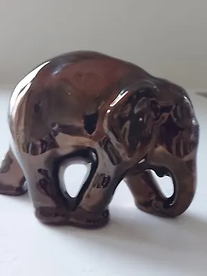 Buy Vintage Lusterware Ceramic Elephant Bronze Tone Figurine • 7£