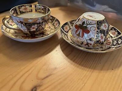 Buy Two Antique Royal Crown Derby Traditional Imari 2451 Tea Cups And Saucers • 110£