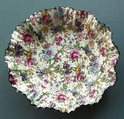 Buy Vintage 1920s Carlton Ware Chintz Dish Bowl Ruffled Edge Floral Grapes Roses • 48£