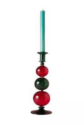 Buy Anthropologie Anna + Nina Red Green Bubble Candle Stick Holder Glass NWB RRP £42 • 19.99£