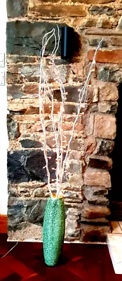 Buy Tall Green Crackled Glass Vase With LED Branches 120cms • 10£