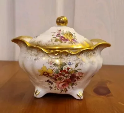 Buy Vintage Hammersley Lady Patricia Bone China Lidded Sugar Bowl Gloral Gilt Design • 24£
