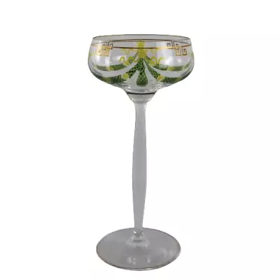 Buy Theresienthal Art Nouveau Enamelled Wine / Champagne Glass Tall Jugendstil C1900 • 120£