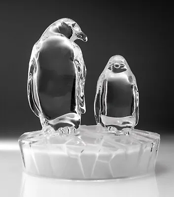 Buy Cristal D'Arques Penguins Lead Crystal Glass Mum Chick France Sculpture Ornament • 22.60£
