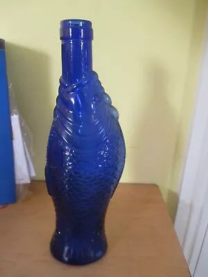 Buy Vintage Cobalt Blue Glass Fish Bottle • 16£