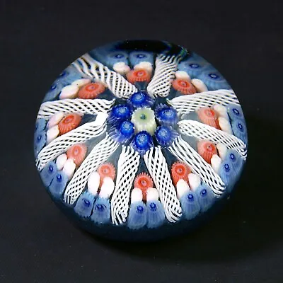 Buy Vintage Strathearn Millefiori Cane Art Glass Paperweight Spokes Red White Blue • 29.95£