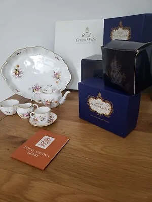Buy Royal Crown Derby Derby Posies Miniature Tea Set Teapot Milk Sugar Tray Cup Sauc • 135£