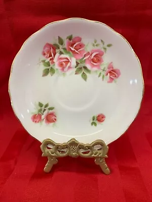 Buy Royal Vale Orphaned Saucer Fine Bone China Pink Roses • 5.28£