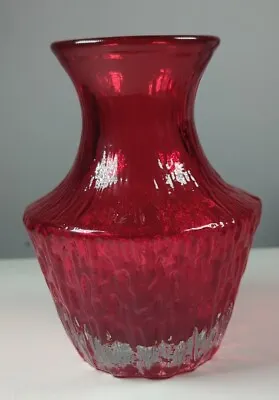 Buy Vintage Whitefriars #9832 Textured Ruby Pot Belly Vase G.Baxter 1974 • 75£