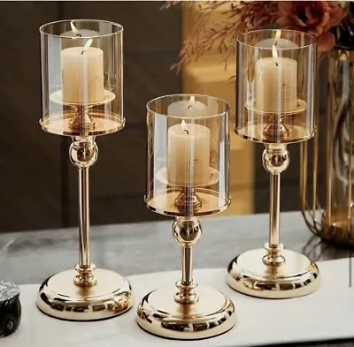 Buy New Vintage Metal Glass Candle Holder Decoration Gold Rose 31 X 12 Cm Christmas • 23£