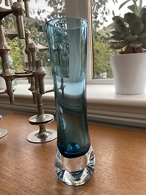 Buy Vintage Aseda Bo Borgstrom Blue Scandinavian Dimpled Vase 25cm • 14£