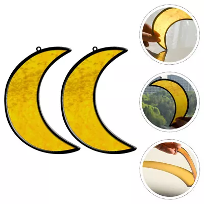 Buy 2pcs Stained Glass Moon Suncatcher For Window Decoration-SV • 9.89£