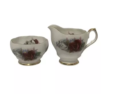 Buy Queen Anne Bone China Rose Small Creamer And Sugar Bowl Set • 9.99£
