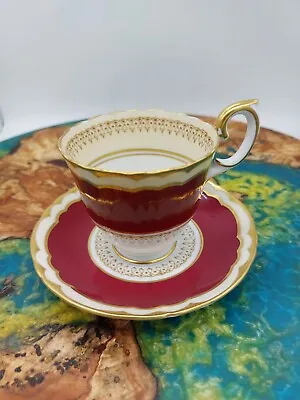Buy Crown Staffordshire Antique Teacup  And Saucer - Red And Gold, Bone China.   • 24.95£
