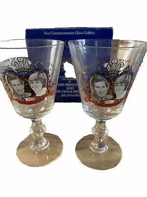 Buy Charles & Diana Commemorative Goblets Glasses Ravenhead 1981 Boxed Wedding C2073 • 9.99£