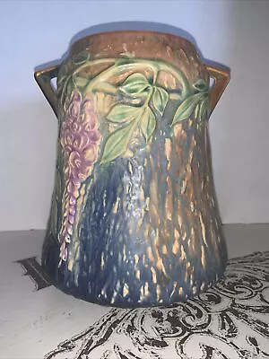 Buy Roseville Pottery Wisteria Vase Blue Glaze, Shape Number 633-8 -MINT & RARE • 431.57£