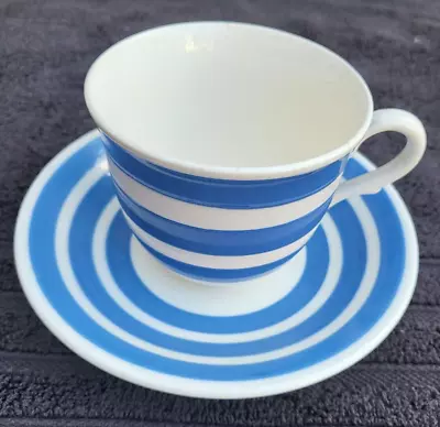 Buy T.G Green Gresley Cornishware Style (Sadler ?) White & Blue Tea Cup And Saucer • 23.71£