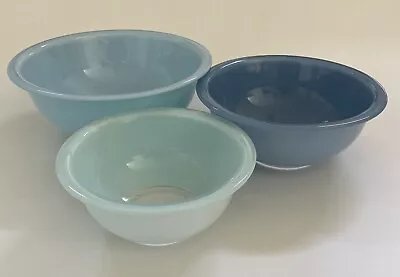 Buy Vintage Pyrex Nesting Mixing Bowls Set 3 Blue Turquoise Corning 322 323 325 • 33.15£