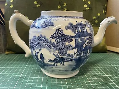 Buy Antique Chinese Porcelain Blue White Pagoda Nanking Teapot Qianlong  C.1770 • 77£