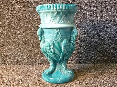 Buy Antique Turqoise Malachite Slag Pressed Glass Gryphon Vase - Sowerby 1880's • 85£