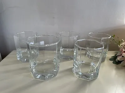 Buy 5 Luminarc 1986 Octagonal Octime France Whiskey Water Glasses Juice Tumblers • 14£