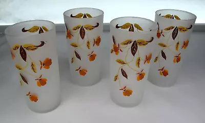 Buy Libbey Autumn Leaf Frosted Glasses 1940's Hall China Jewel Set Of 4 5.5 Inch • 35.66£