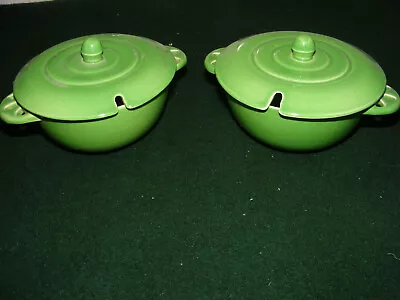 Buy Ashtead Potters Lidded Sauce Dishes X 2 Apple Green Art Deco Design Pottery • 14.99£