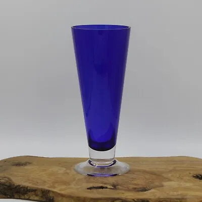 Buy Cobalt Blue Glass Pedestal Vase - Cone Shape - 8 3/4 Inches • 11.53£