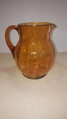 Buy Amber Crackle Glass Pitcher Applied Handle • 9.58£